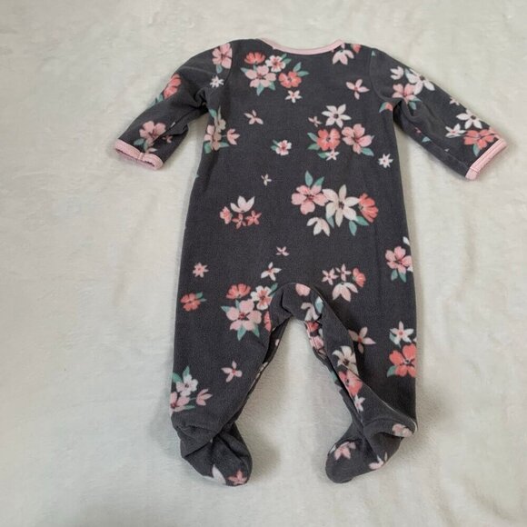 5/$25 Carter's fleece floral button snap footie pajamas jammies pjs sleeper - Picture 5 of 5